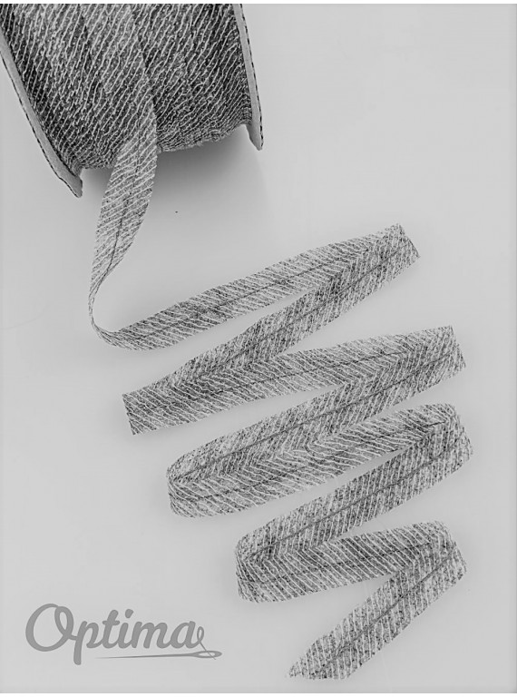Нитепрошивная лента по косой со строчкой ширина 10 мм (рулон 100м.) серая