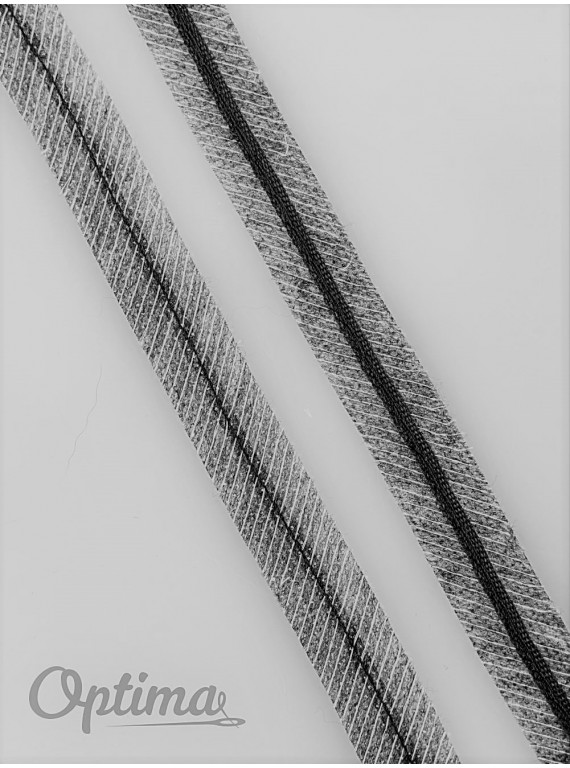 Нитепрошивная лента по косой с сутажем ширина 15 мм (рулон 100м.) серая 